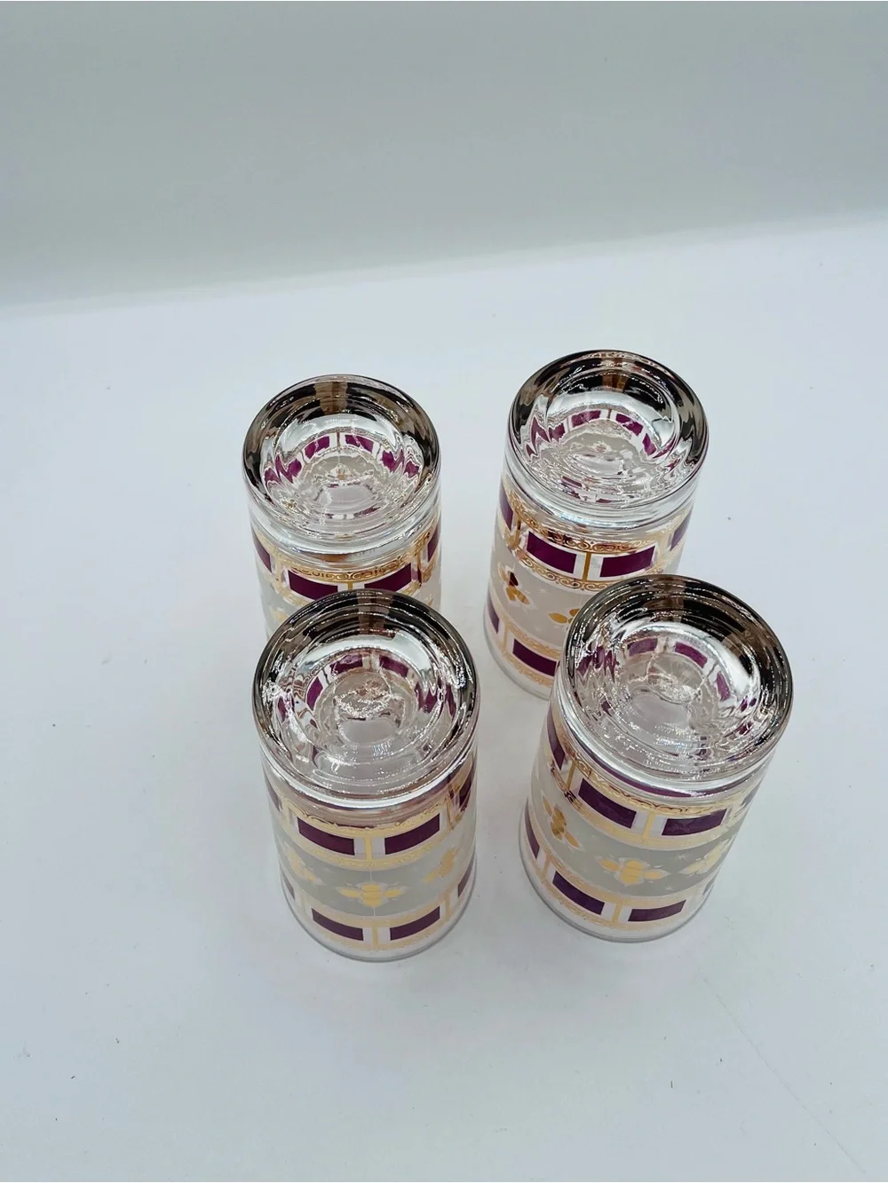 mid century Anchor Hocking Elegance Highball Tumblr Glasses Gold Atomic Set Of 4
